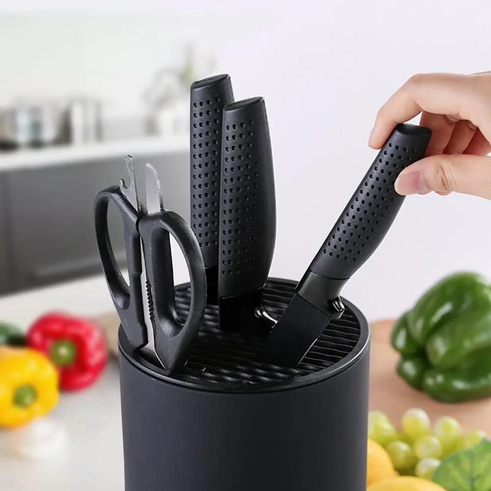 Knife Holder Multi-Function Utensil Stand Knife Block PP Flatware Drainer Storage Box Spoon Fork Kitchen Organizer Rack
