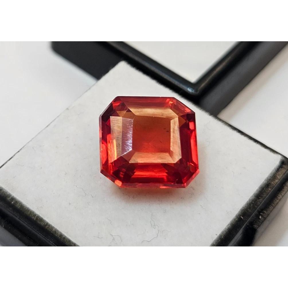 Orange Color Sapphire 10 Ct Square Cut Beautiful Certified Loose Gemstone