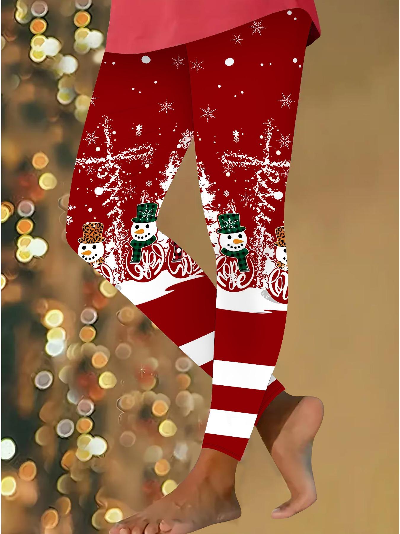 

Женские рождественские леггинсы для йоги с эластичными принтами, фитнес, бег, спортзал, активные штаны XXL красный