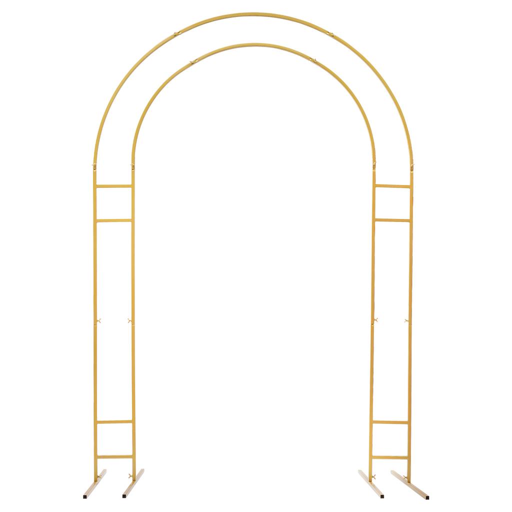 7.2ft Metal Wedding Arch, 1.5x2.2m Balloon Arch Stand, Gold Arch Backdrop Stand, Garden Arch with Base, Metal Climbing Plants