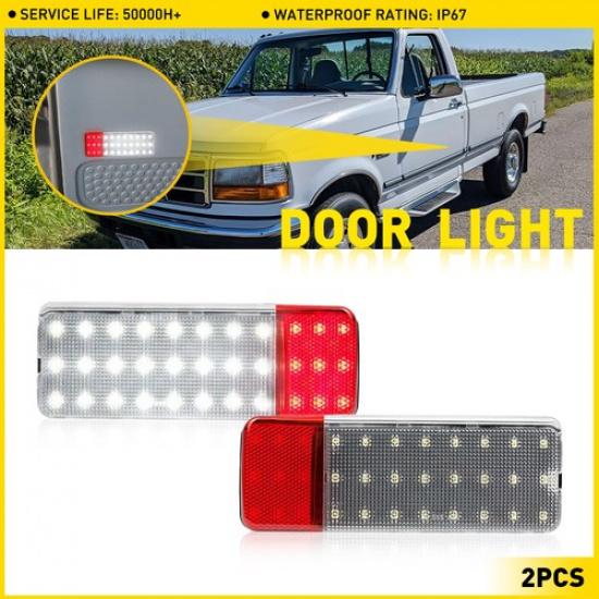 

2PCS Interior Clear Door Lens Panel Courtesy LED Lights for Ford F350 1992-1997