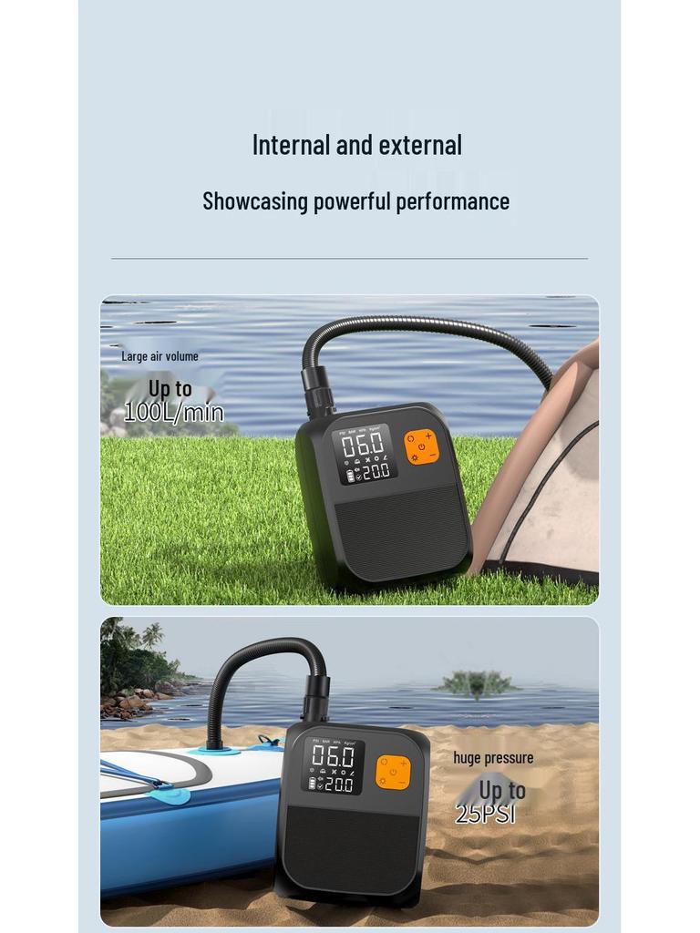 High-Pressure Electric Inflatable Pump for Car, Boat, Tent, Air Mattress, Kayak, SUP Paddle Board, and Floating Platform.