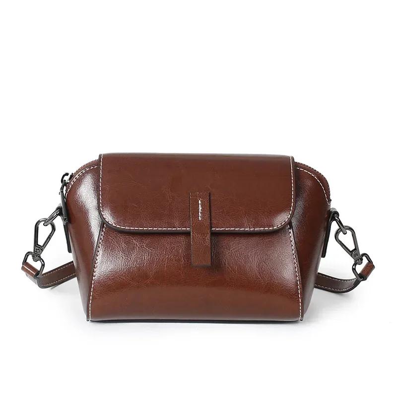 Bolso de Cuero Genuino para Mujer Bolso Pequeño Bolso Concha Nuevo Super Caliente Bolso Bandolera de Un Hombro