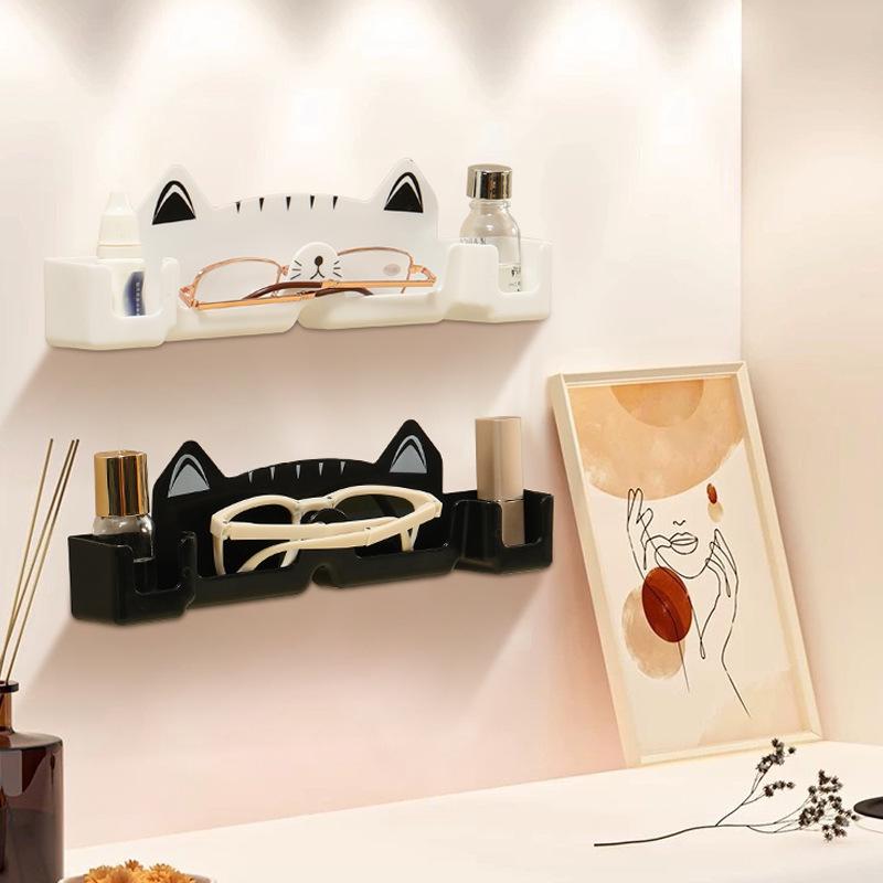 Wall-Mounted Black & White Cartoon Glasses Holder