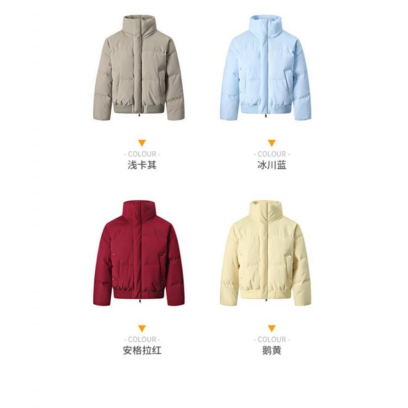Unisex Stand Collar Thick Cotton Puffer Jacket Winter Warm Casual Outerwear Youth