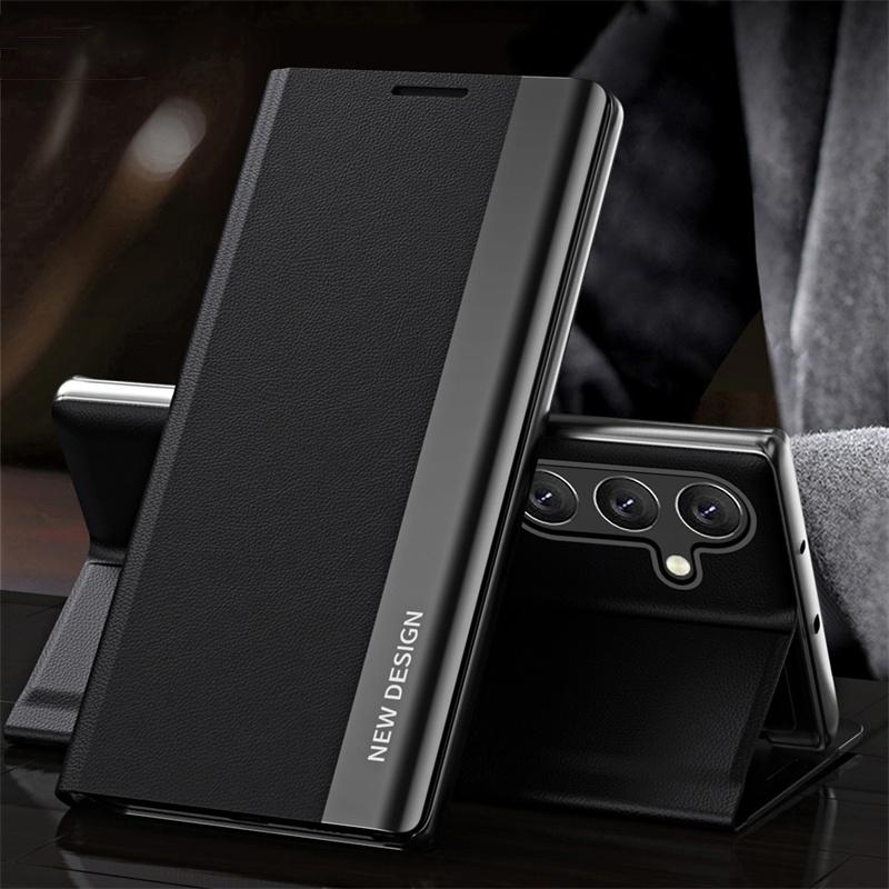 6D Plating Leather Phone Shockproof Case For Samsung Galaxy S25FE S24 S25 Ultra S23 S21 S22 Plus 5G Full Protection Magnetic Flip Book Stand Cover