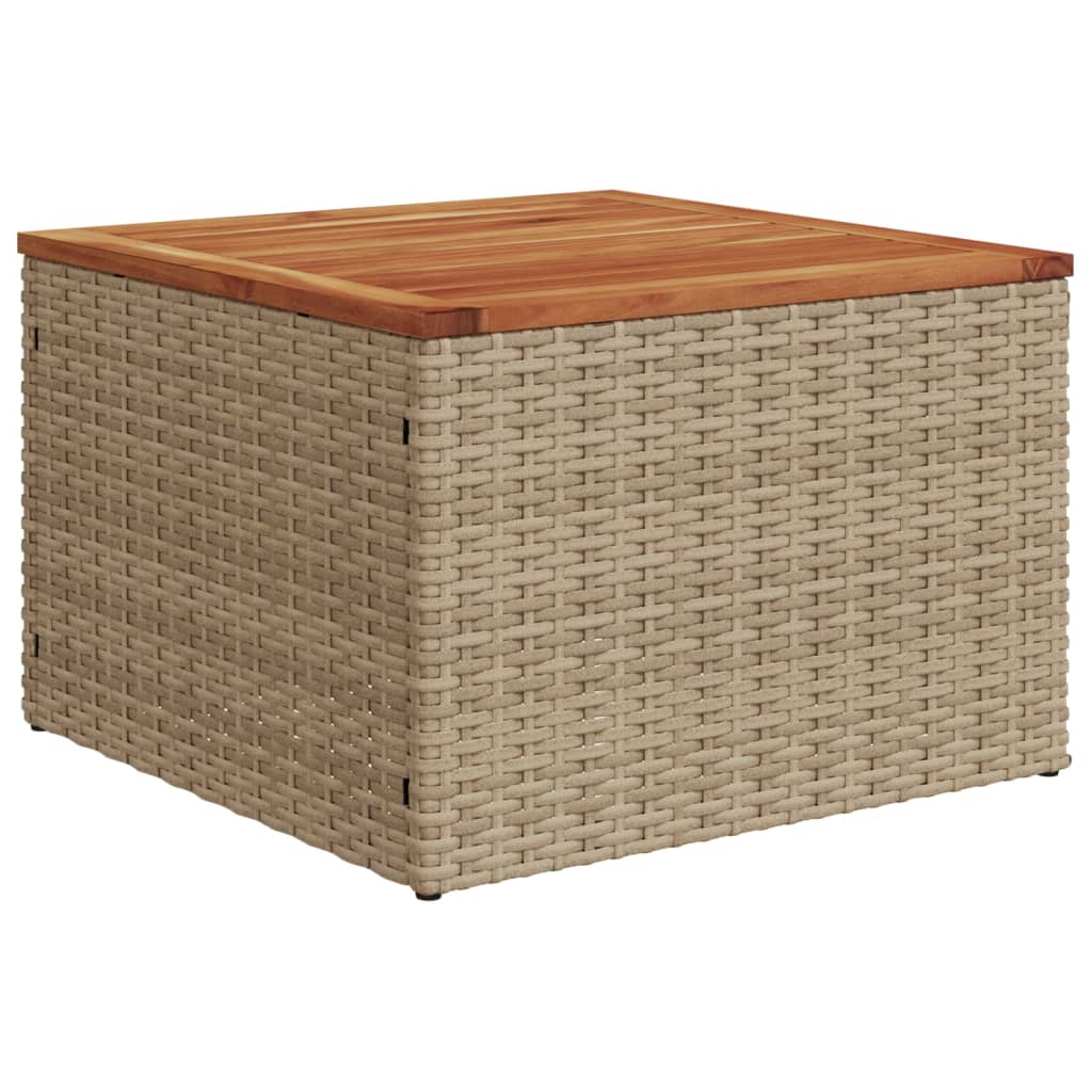 Vidaxl Stół Ogrodowy, Beżowy 55X55X37 Cm, Rattan Pe I Drewno Akacjowe