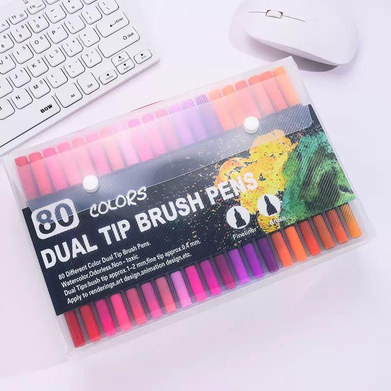 168 Color Double-Ended Watercolor Fineliner Pens Set - Soft Tip, Washable, Art Drawing Tools