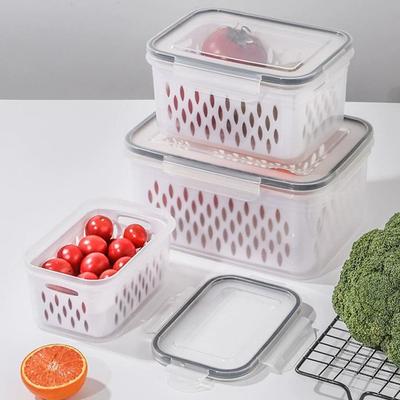 Fruit Storage Containers for Fridge with Removable Colander All-In-One Fruit Washing Bowl with Strainer Kitchen Organizer