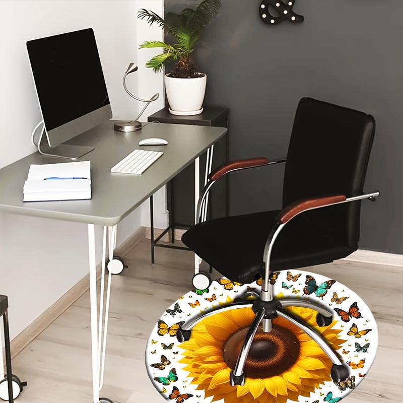 

1pc Office Carpet Chair Mats Sunflower Butterflies Nature Artwork Perfect for Decorating Office Chairs, Living Rooms, Or Bedrooms.YDT038 80cm by 80cm