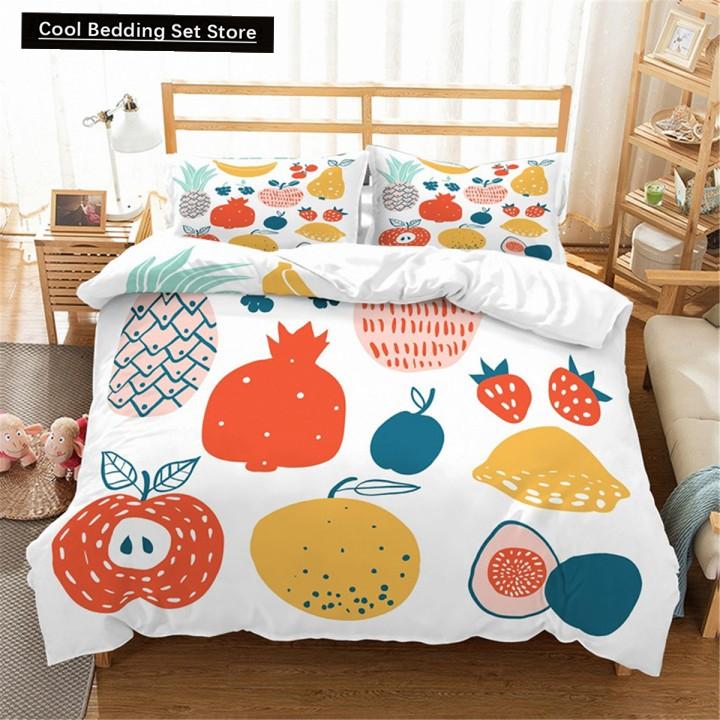 Red Strawberry Cute Bedding Set 3D Pink Lovely Summer Fruit Duvet Cover King Queen For Kids Girls 2/3Pcs Polyester Quilt Cover