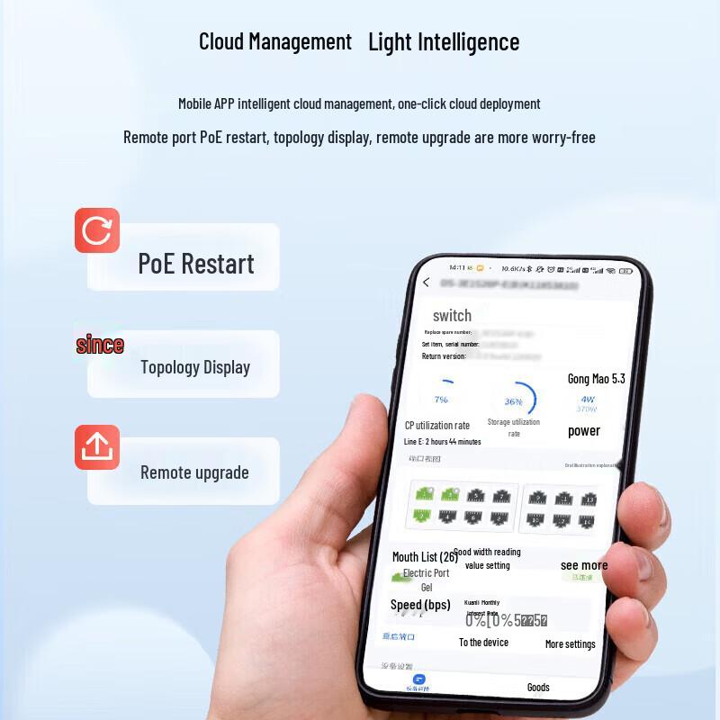 HIKVISION 6-Port Cloud-Managed Gigabit PoE Switch CN Plug (adapter Included)