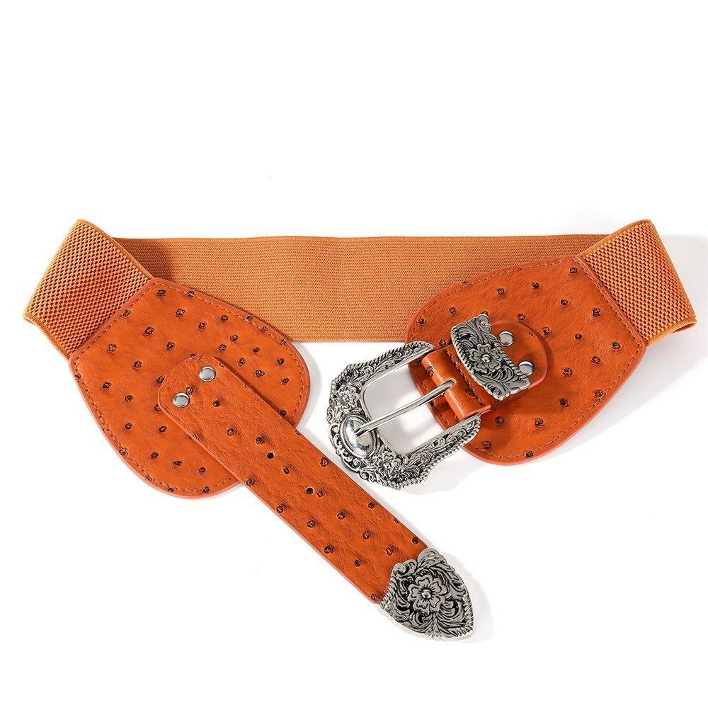 Boucle Rétro Sculptée Réglable Ceinture Élastique à la Taille Ceinture à Boucle Métallique Accessoire de Taille