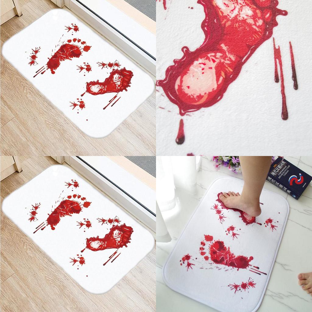 Halloween Blutfußabdruck Muster Bodenmatte mit wasserwaschbarem Material für Wohnzimmer und Küche