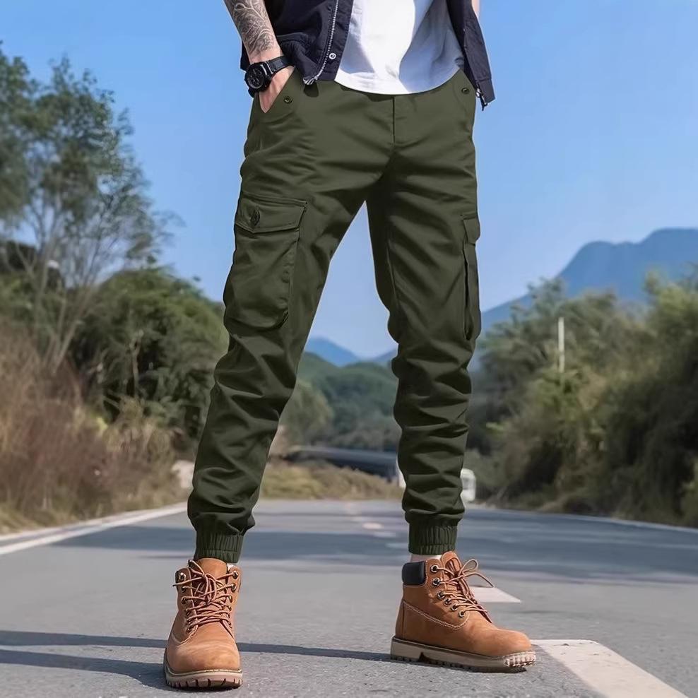 Men's Tooling Casual Pants Spring and Autumn Multi-pocket Leggings Support OEM