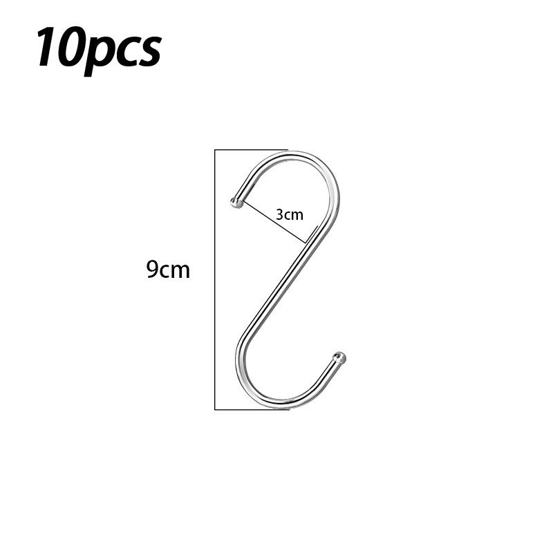 10Pcs Stainless Steel Metal S-Shaped Hooks Multi-Purpose Clothing Hanging Hooks