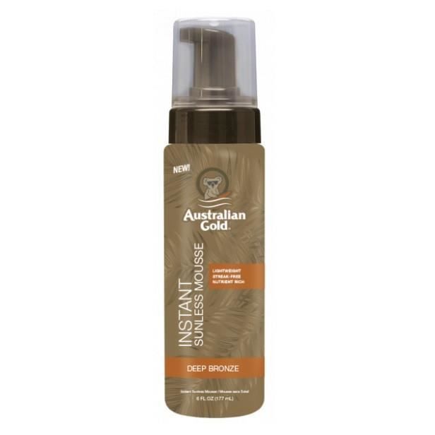 Bronceado dorado intenso al instante Australian Gold Instant Sunless Mousse Autobronceador en espuma ofrece color dorado intenso br