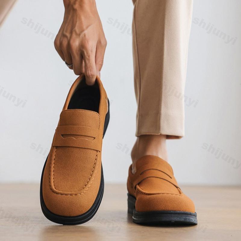 Fashion Retro Business Casual Shallow Mouth Thick Soled Shoes for Men 2025 Autumn New Comfortable Versatile British Style Loafers Shoes