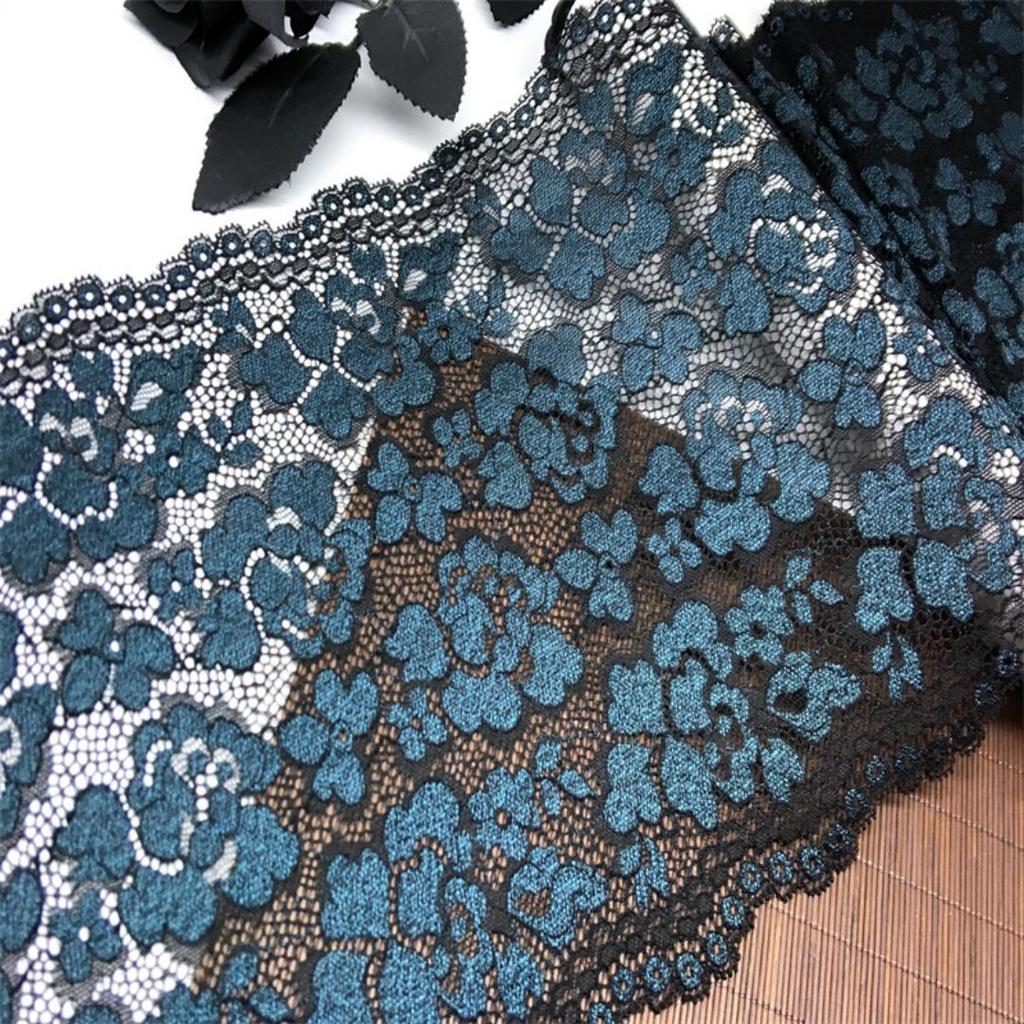 22.5cm wide Elastic Lace, Two Tone Stretchy Spandex Trim Lace for Lingerie, Bra, Underwear, Sewing & Crafting