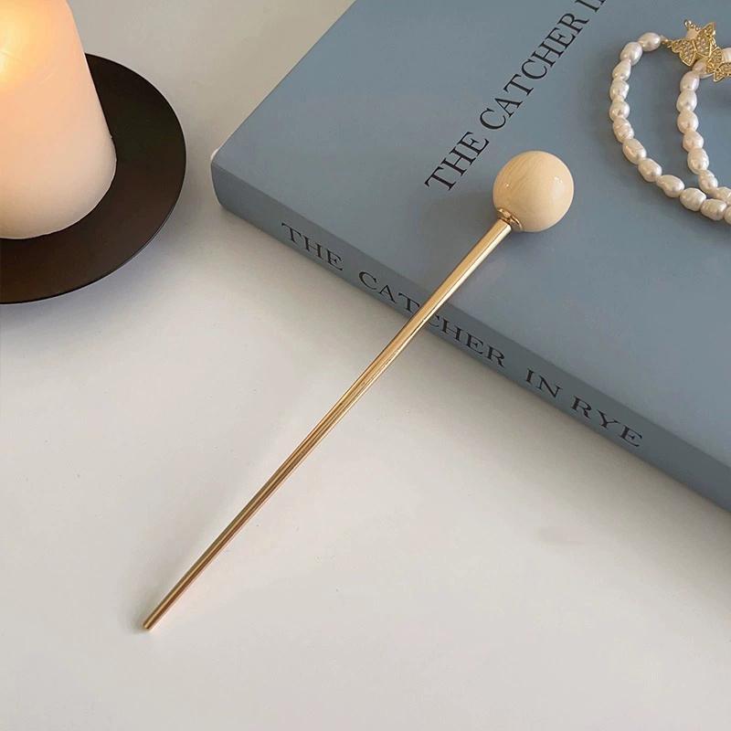 Metal Round Ball Hair Sticks For Women Girl Simple Gold Color Smooth Bead Hair Clips Hair Stick Hair Accessories Jewelry