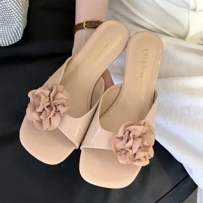 Zomer Bloemen Design Platte Slippers Sandalen Dames Zomer Sexy Open Teen Slide Sandalen Elegante Open Hak Jurk Pumps Sandalias Mujer