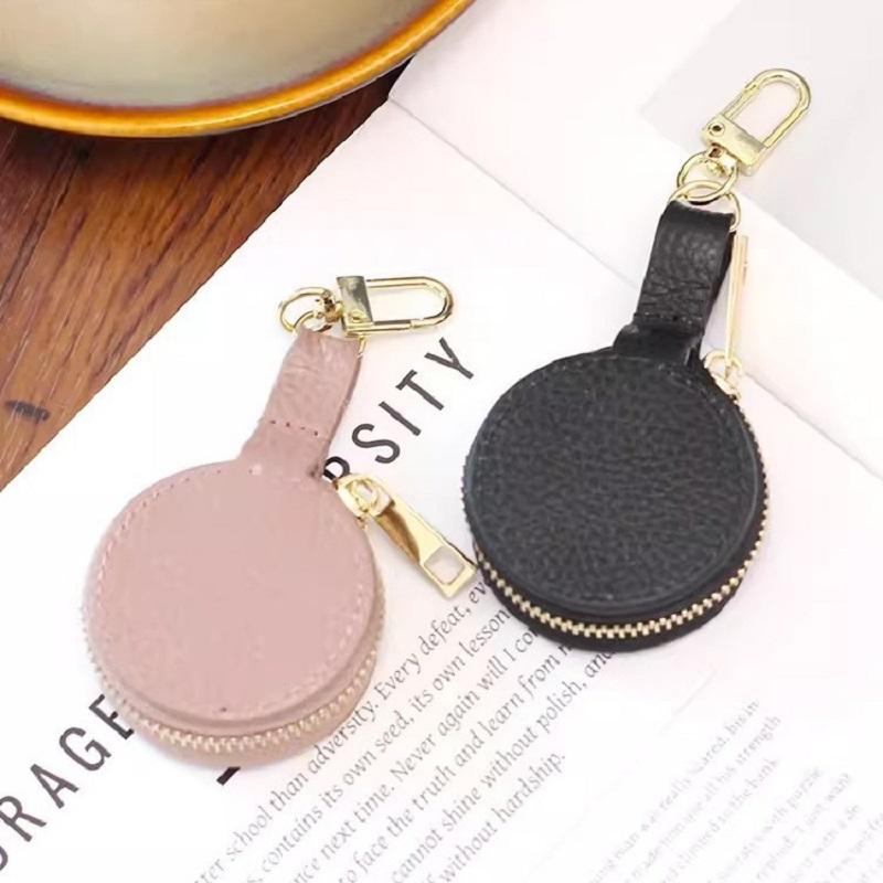 Women'S Simple Genuine Leather Jewelry Box Ring Storage Packaging Earrings Cowhide Zipper Small Pouch Jewelry Case Accessories