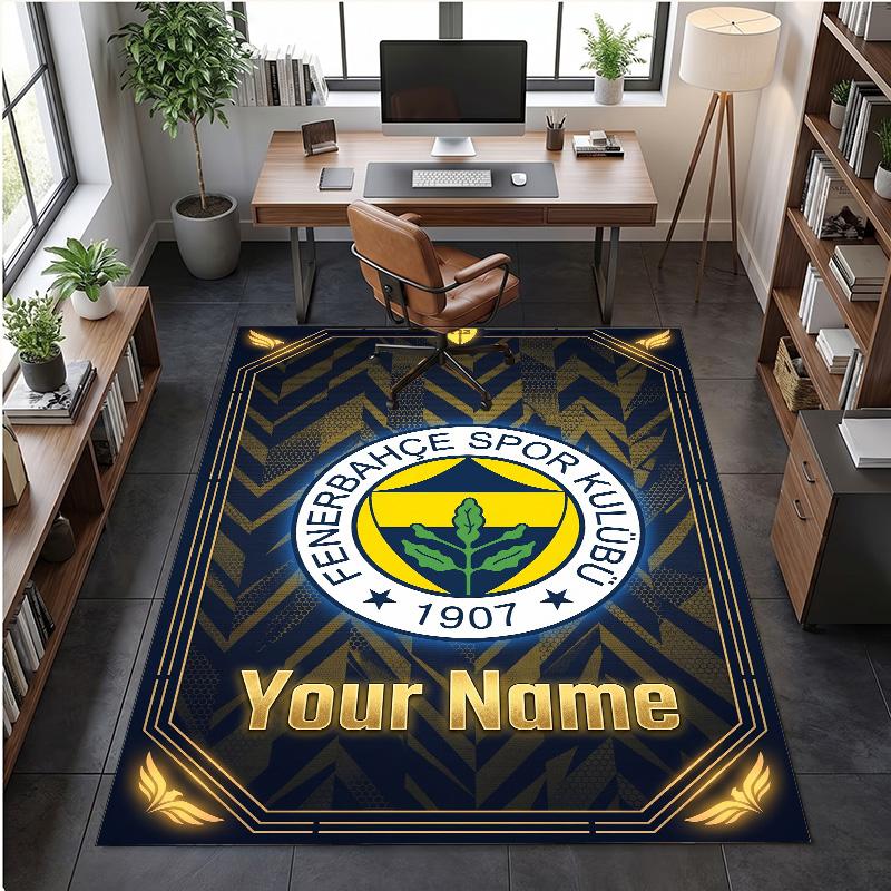 Crystal Velvet Rug Fenerbahçe FC Print Custom Name Text Floor Mat Home Decor
