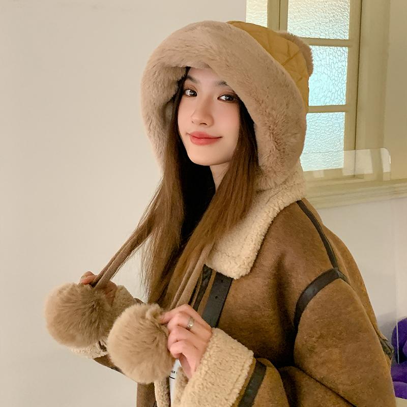 Thickening Windproof Outdoor Custom Pompom Ladies Fashion Winter Warm Cold Weather Hoodies Hats