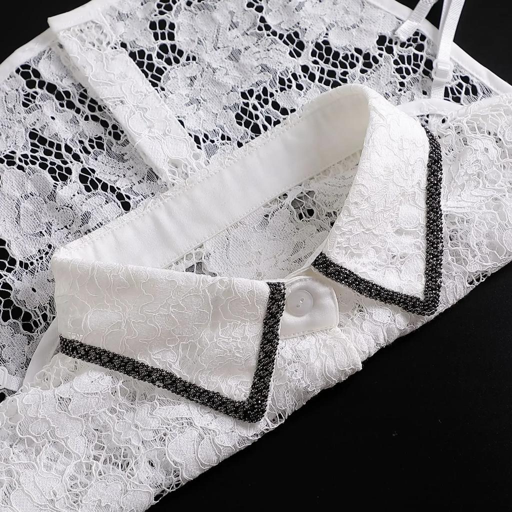 Korean Stand Lapel False Collar Women Embroidery Faux Col Half Shirt Blouse Fake Collars Sweater Shirt Detachable Collars