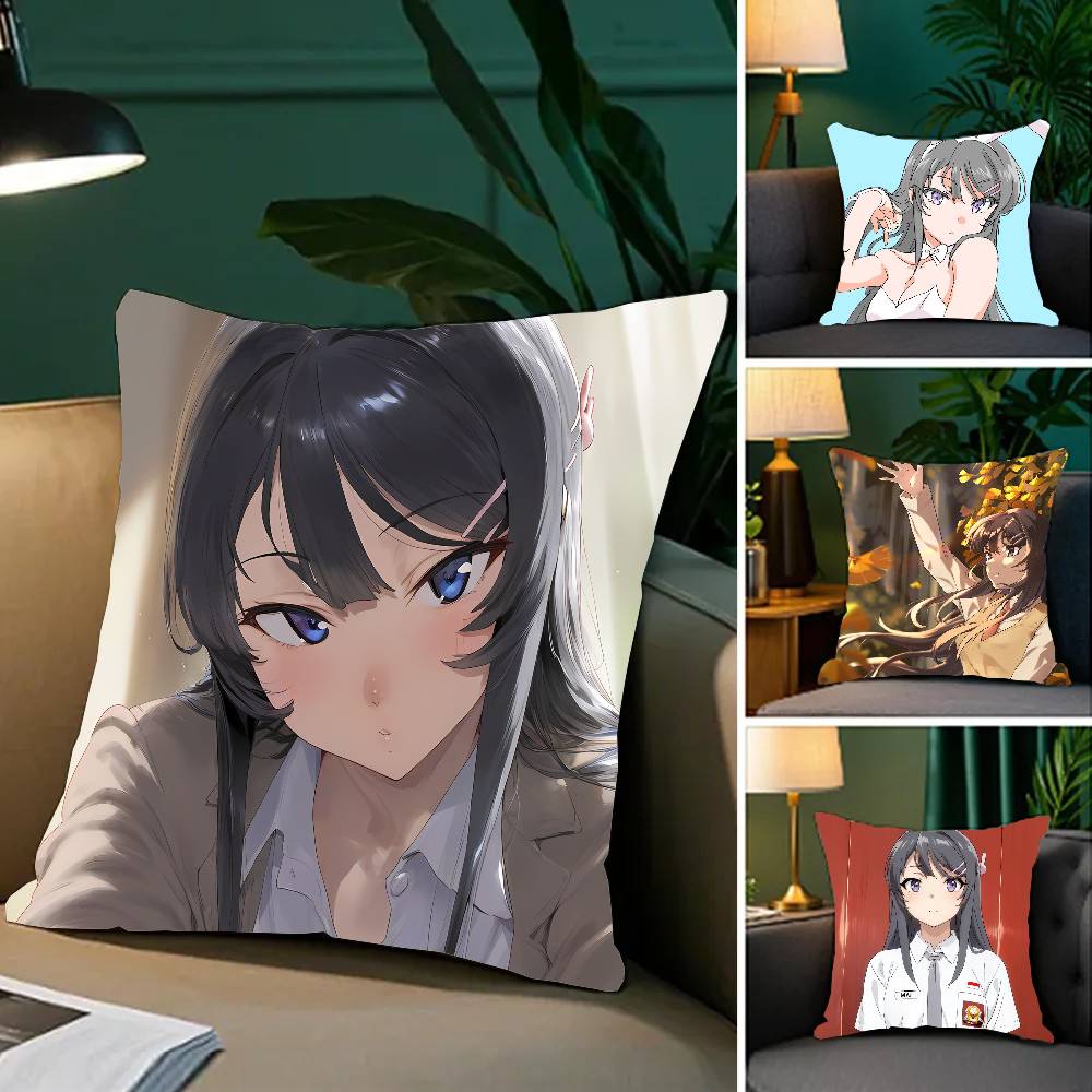 Mai Sakurajima Anime Pillow Case Sofa Cushion Cover Room Home Decoration
