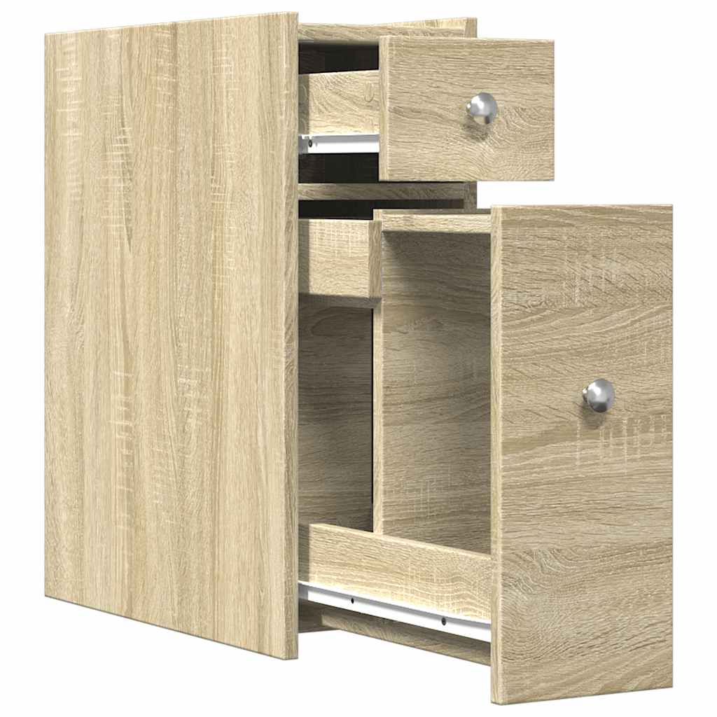 Narrow Bathroom Cabinet with Wheels Sonoma Oak Engineered Wood