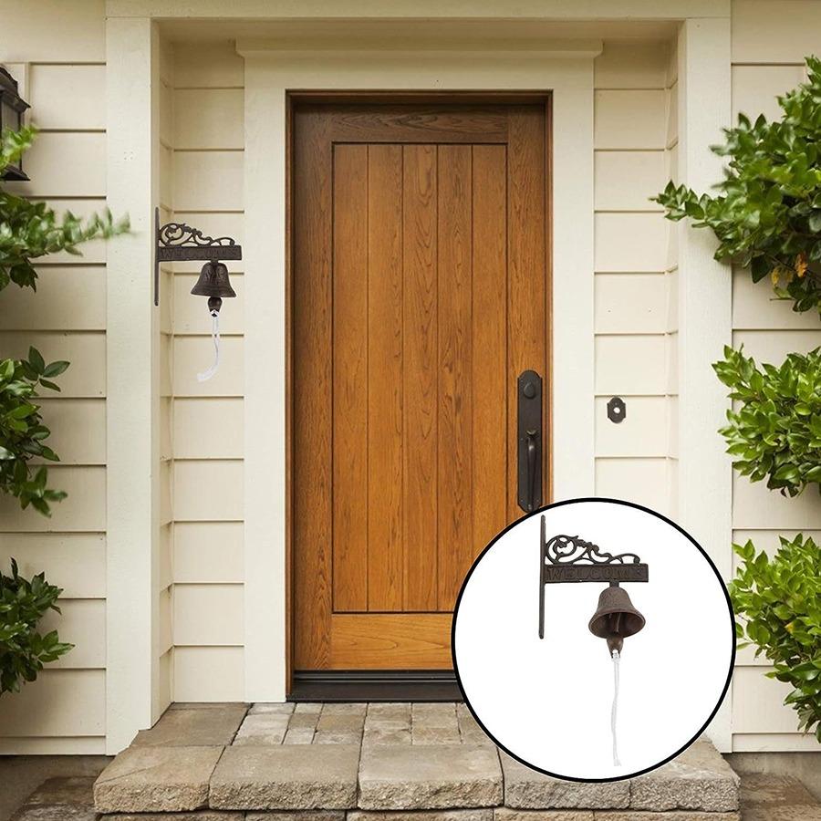 Rustic Cast Iron Doorbell Welcome Sign Wall Three-Dimensional Decoration Retro Iron Hanging Garden Terrace Decoration Doorbell