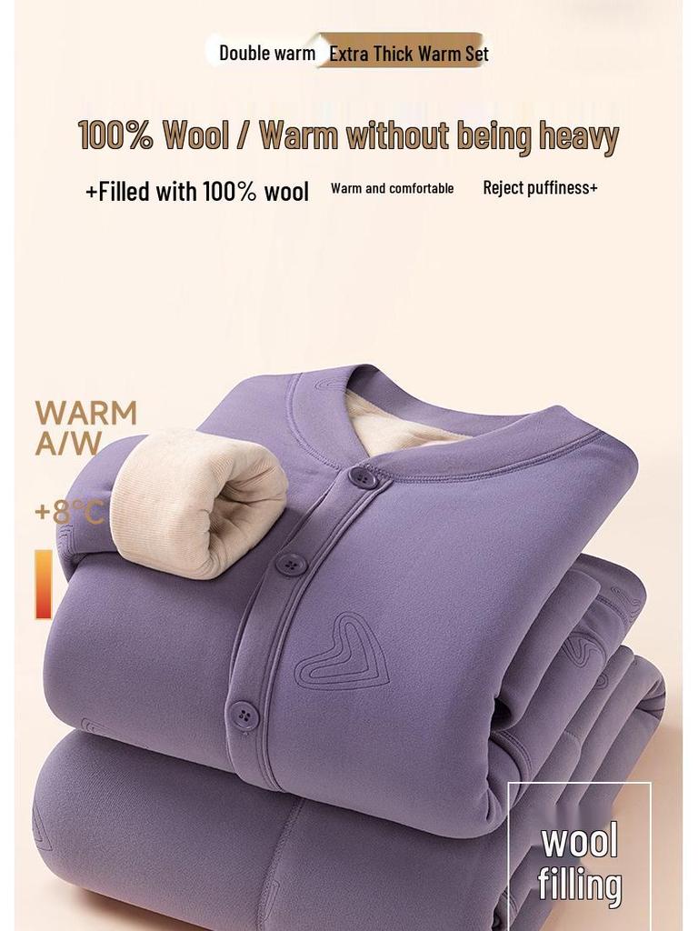 Mom's Thermal Cardigan Set: Cozy Cashmere Silk, High Elasticity, Perfect for Middle-Aged and Elderly Women in Autumn and Winter.