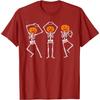 2026 New Hot Funny Skeleton Pumpkin Heart Pose Graphic Print Casual Round Neck Tshirt For Unisex