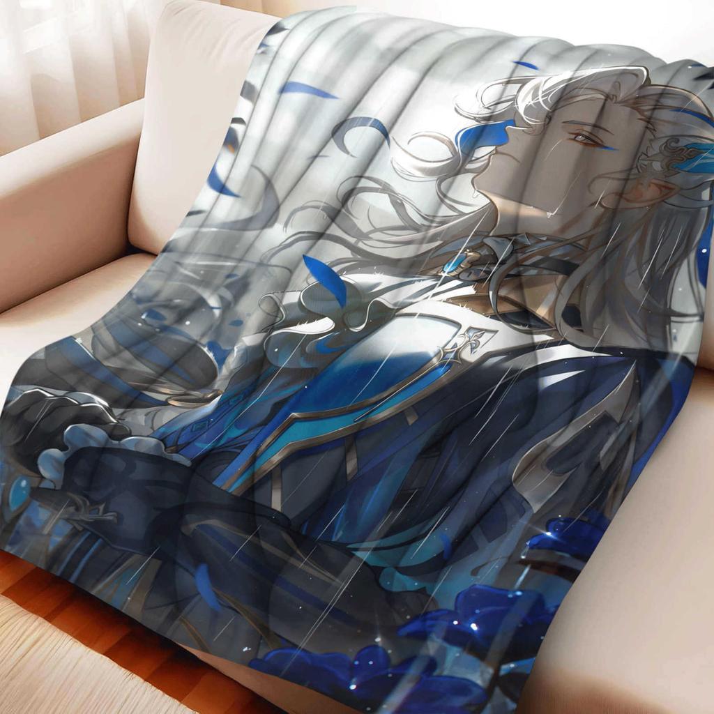 Game Genshin Impact Neuvillette Nap Blanket Warmth Soft Air Conditioning Otaku Flannel Blanket Multifunctional Decor Blankets
