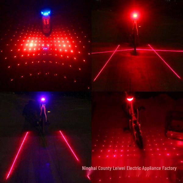 5-LED Laser Tail Light for Mountain Bike - Cycling Safety Accessory (No Packaging/Battery)