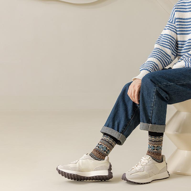 Men's Dress Socks Cotton Crew Socks 3 Pairs,Breathable and Sweat-absorbing Funky Colorful Pattern Crew Socks