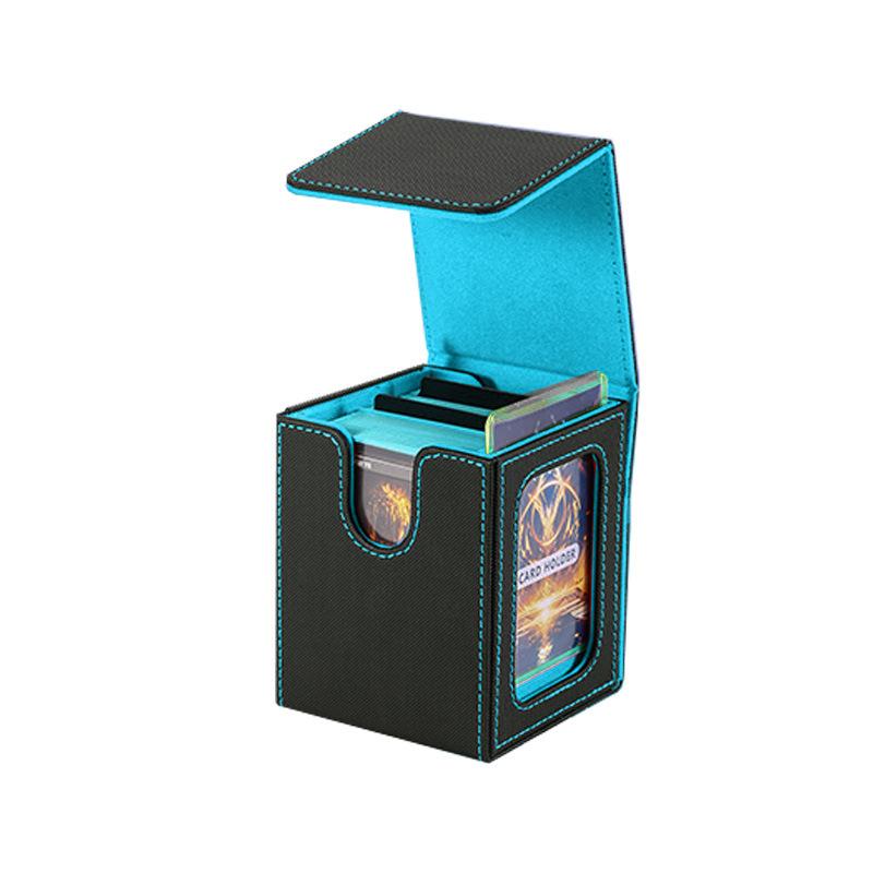 MTG Card Deck Box with Display Window, Trading Card Storage Box, Can Hold 120 + Single Sleeved Cards, Magnetic PU Leather Box