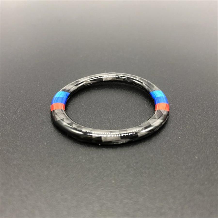 Kryt tlačítka Start Stop motoru z uhlíkových vláken M pruh logo Emblém Samolepky na klíček zapalování