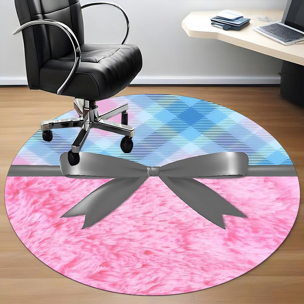 1pc Fuzzy BowChair Carpet for Office, Indoor Non-Slip Washable Polyester Fiber Carpet, Mat For Office, Machine Washable