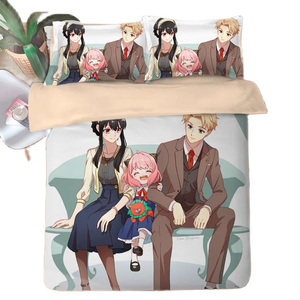 Spy Family Bedding Set Anime Anya Duvet Cover,Spy X Family Bedding Twin Queen Size Kids Bedroom Decor