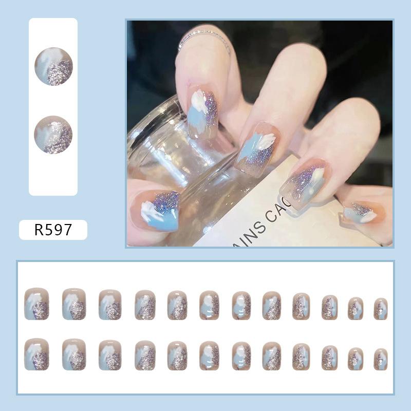24Pcs Cute  False Nails Patch Artificial Press On Wearing False Nails Detachable Fake Fingernails Full Cover Nail Tips