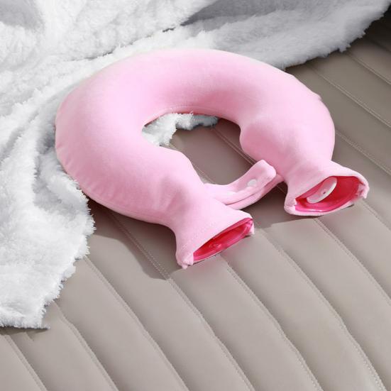 1400ML U-Shaped Hot Water Bottle Neck Shoulder Pain Relief Leak-proof PVC Hot Water Bag with Flannel Cover Hot Cold Therapy Neck Warmer Bag