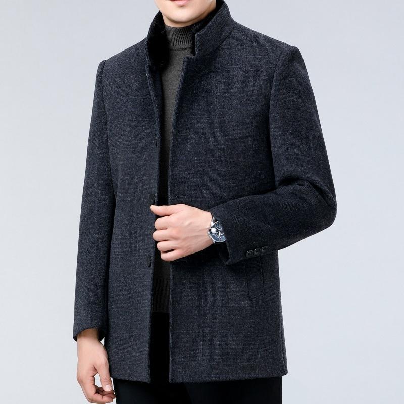 Men's Woolen Coat Middle-aged Dad Mink Fur Collar Double-sided Woolen Cashmere Coat Winter Down Liner Top