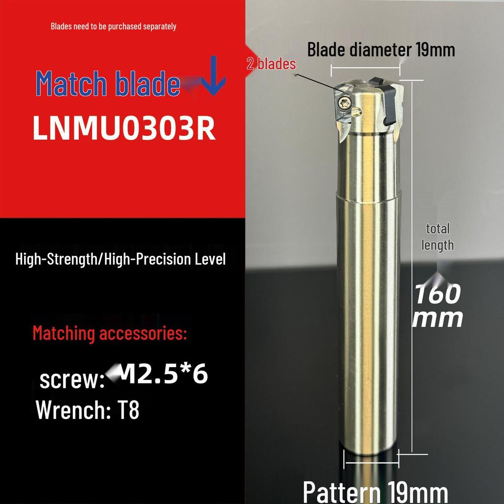 Shock-Resistant Fast Feed Milling Cutter Holder with Double-Sided Exn03R Toshiba lnmu0303 Insert for 4NTE90 Roughing.