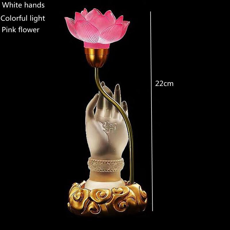 

Colorful Lotus Discolores Crystal Lamp Plug In Payment Glazed Bergamot LED Buddha Lamp Household Prayer Lamp Buddhist Utensils