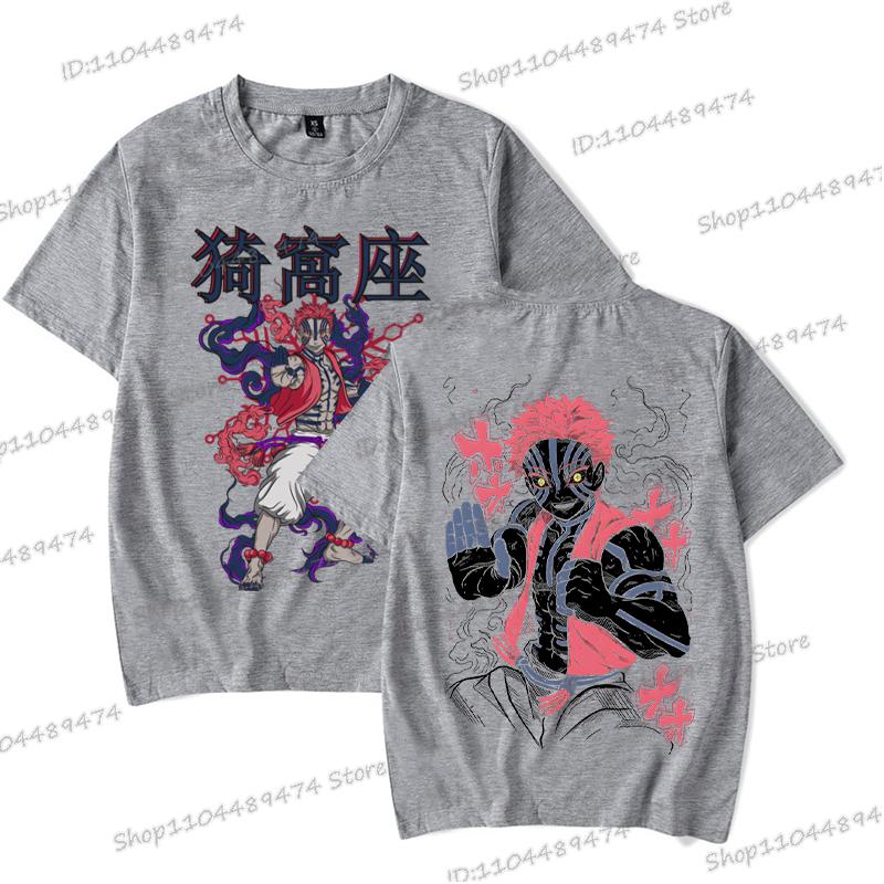Akaza Anime Demon Slayer T Shirt Men Fashion Harajuku Short Sleeve T-shirt Vintage Kimetsu No Yaiba Comic Female Male Tops