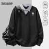 MARK FAIRWHALE Men's Preppy Faux Two-Piece Long Sleeve Sweatshirt