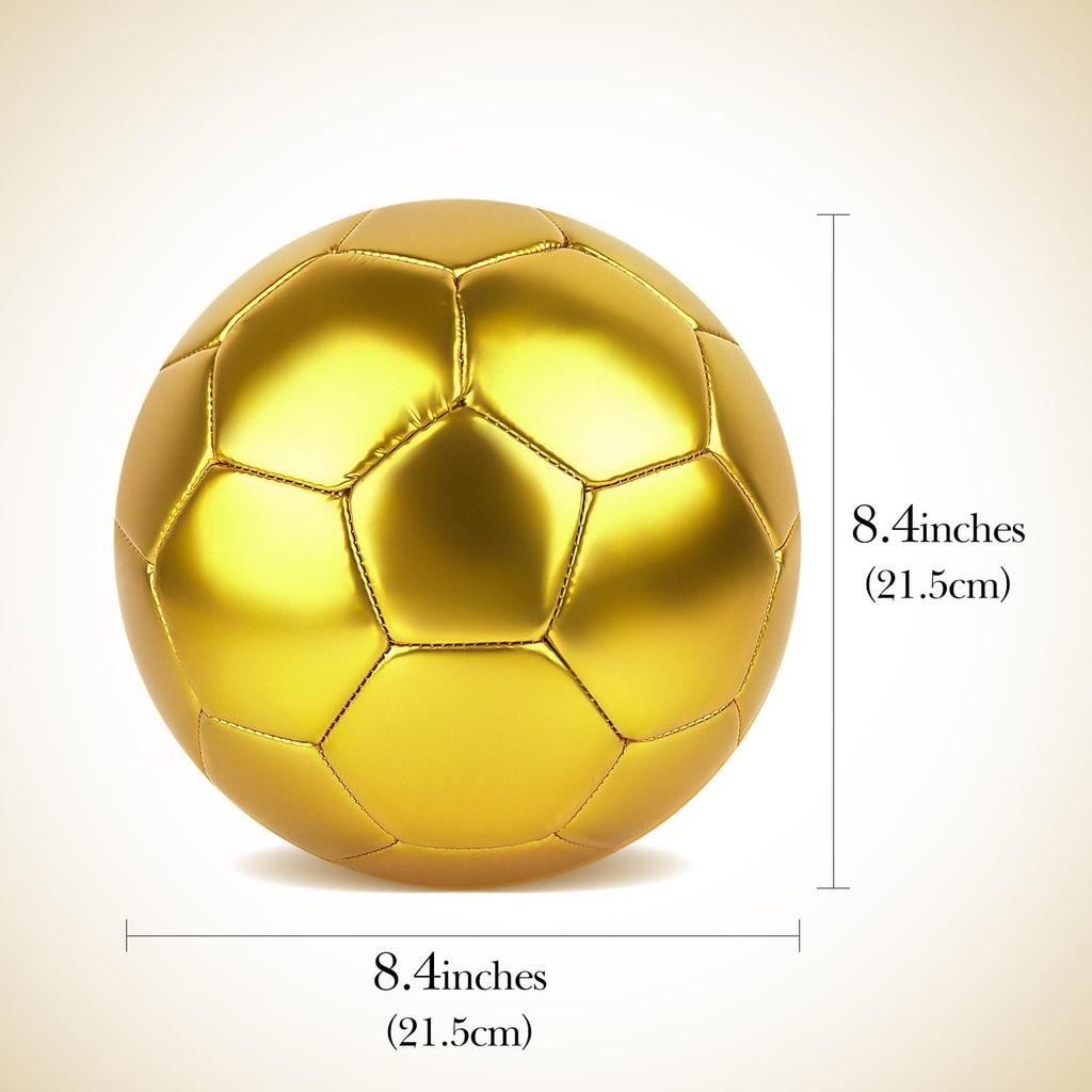 Linkidea Size 5 Gold Color Soccer Ball, Official Match Size Golden Soccer Ball, Gift Idea for Freestyle Soccer and Juggling