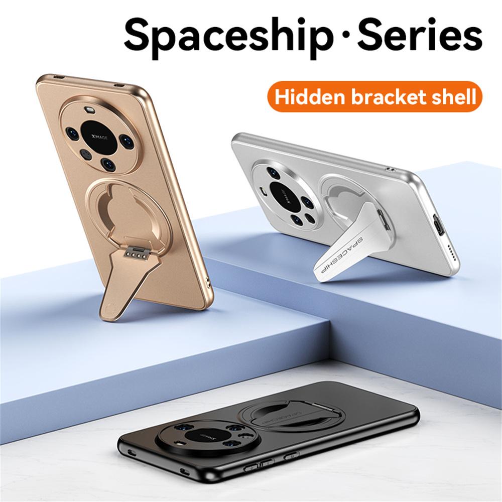 For Huawei Mate 60 Case Compatible with MagSafe Hidden Kickstand Skin-Feel Matte PC TPU Phone Back Cover